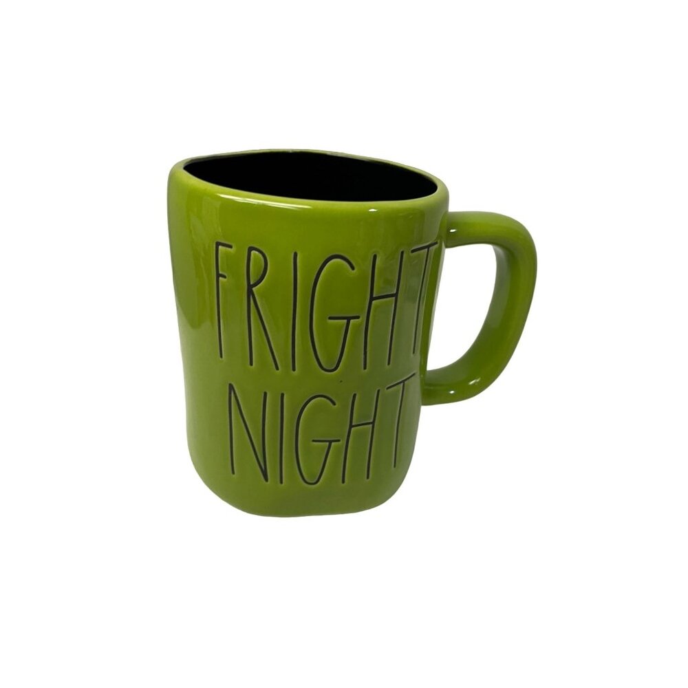 RAE‎ Dunn Artisan Collection Green Black Fight Night Halloween Mug Cup 3"W 5"H